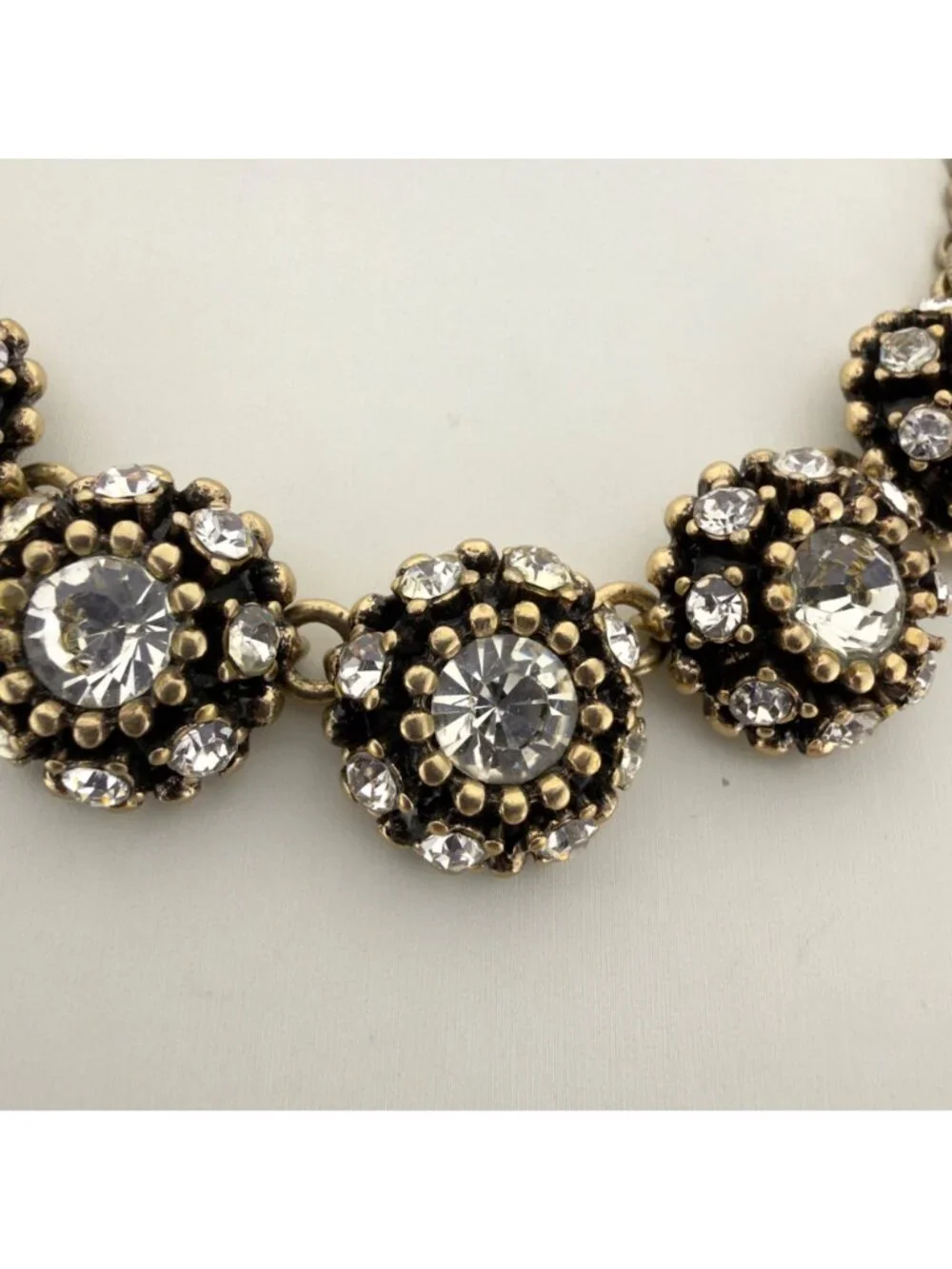 Banana Republic BR Statement Necklace Gold Tone Multi Stone Rhinestone